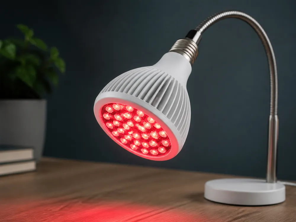 Rotlicht-Bulb am Schreibtisch im Einsatz